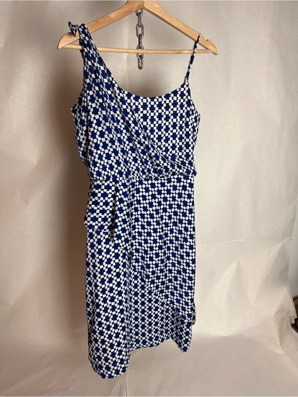 Banana Republic Navy and White One-Shoulder Print Dress